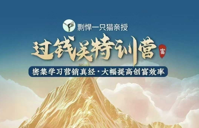 剽悍一只猫-过钱关特训营，学习营销真经 大幅度提高创富效率-一个公司创业项目 - 淘金吧