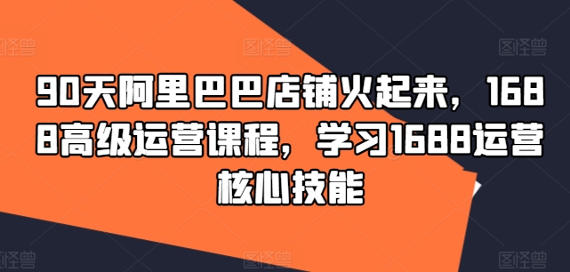 90天阿里巴巴店铺火起来，1688高级运营课程，学习1688运营核心技能-一个公司创业项目 - 淘金吧