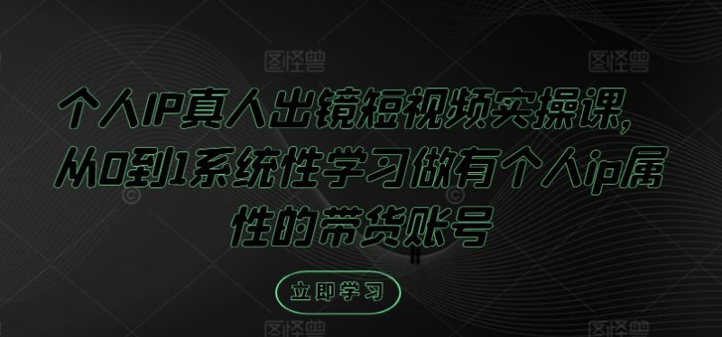 个人IP真人出镜短视频实操课,从0到1系统性学习做有个人ip属性的带货账号-一个公司创业项目 - 淘金吧