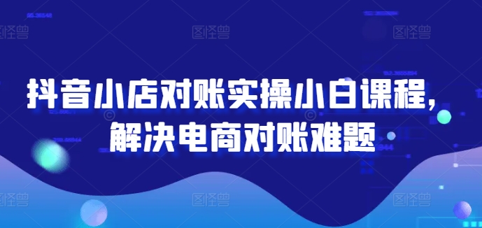 抖音小店对账实操小白课程，解决电商对账难题-一个公司创业项目 - 淘金吧