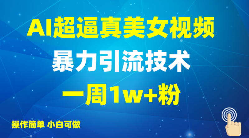 2025AI超逼真美女视频暴力引流,一周1w+粉,操作简单小白可做,躺赚视频收益-一个公司创业项目 - 淘金吧