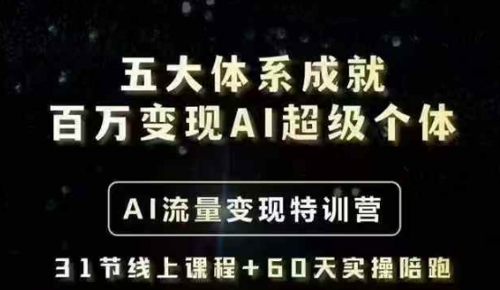 五大体系成就百万变现AI超级个体- AI流量变现特训营,一步一步教你一个人怎么年入百W-一个公司创业项目 - 淘金吧