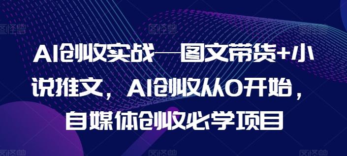 AI创收实战—图文带货+小说推文,AI创收从0开始,自媒体创收必学项目-一个公司创业项目 - 淘金吧