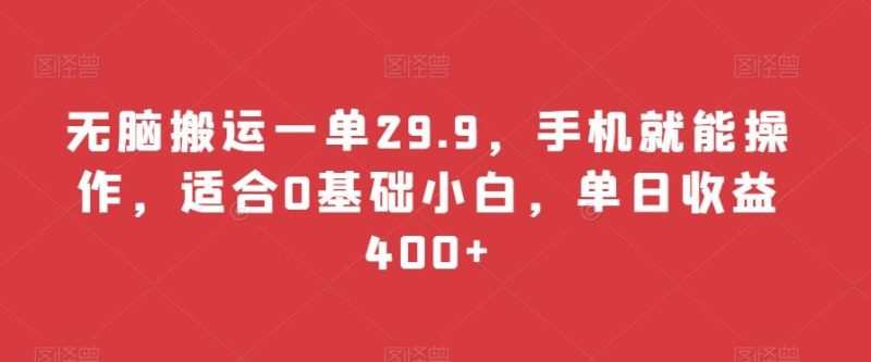无脑搬运一单29.9,手机就能操作,适合0基础小白,单日收益400+-一个公司创业项目 - 淘金吧