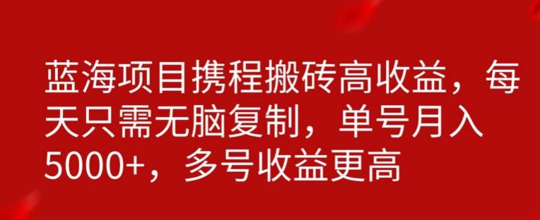 携程搬砖项目，只需每天无脑复制，月入5000+-一个公司创业项目 - 淘金吧