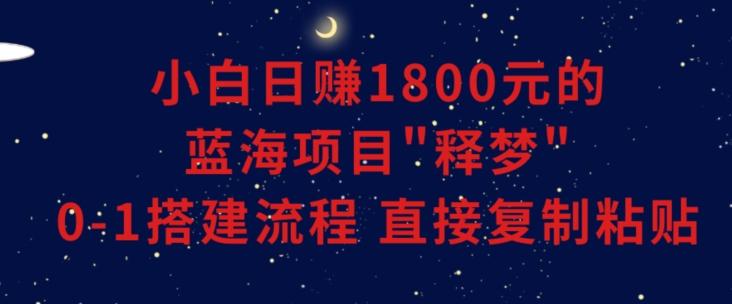 小白能日赚1800元的蓝海项目”释梦”0-1搭建流程可直接复制粘贴长期做【揭秘】-一个公司创业项目 - 淘金吧