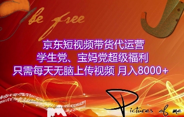 京东短视频带货代运营,学生党、宝妈党超级福利,只需每天无脑上传视频,月入8000+【仅揭秘】-一个公司创业项目 - 淘金吧