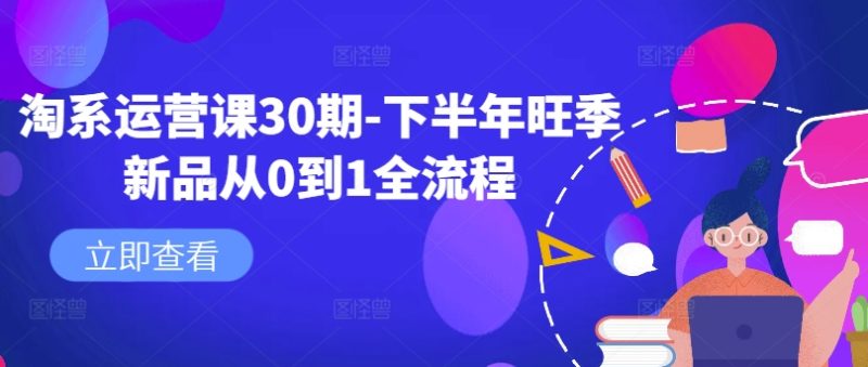 淘系运营课30期-下半年旺季新品从0到1全流程-一个公司创业项目 - 淘金吧