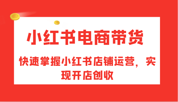 小红书电商带货,快速掌握小红书店铺运营,实现开店创收-一个公司创业项目 - 淘金吧