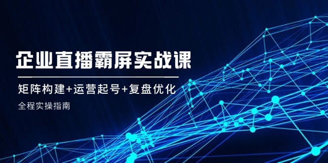 企业直播霸屏实战课：矩阵构建+运营起号+复盘优化，全程实操指南-一个公司创业项目 - 淘金吧