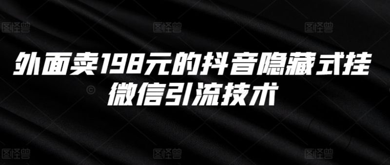 外面卖198元的抖音隐藏式挂微信引流技术-一个公司创业项目 - 淘金吧