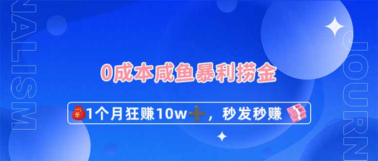 0成本闲鱼暴利捞金，1个月狂赚10W+，秒发秒赚新玩法-一个公司创业项目 - 淘金吧