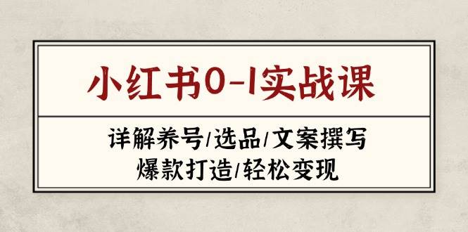 小红书0-1实战课(2023-2025),详解养号/选品/文案撰写/爆款打造/轻松变现-一个公司创业项目 - 淘金吧