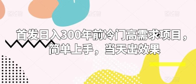 首发日入300年前冷门高需求项目，简单上手，当天出效果-一个公司创业项目 - 淘金吧