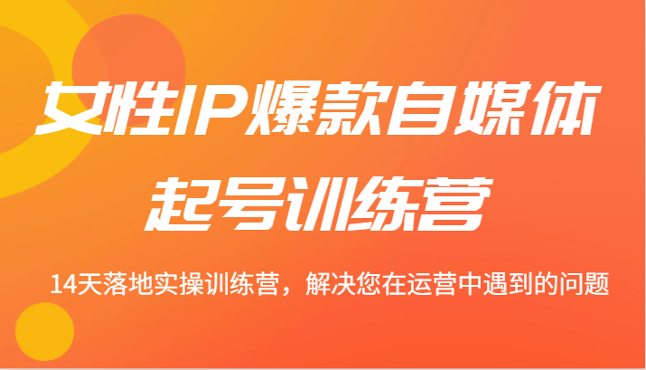 女性IP爆款自媒体起号训练营 14天落地实操训练营，解决您在运营中遇到的问题-一个公司创业项目 - 淘金吧