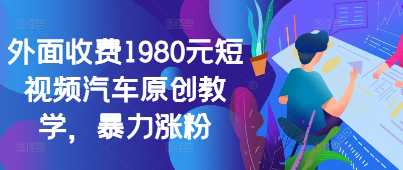 外面收费1980元短视频汽车原创教学，暴力涨粉-一个公司创业项目 - 淘金吧