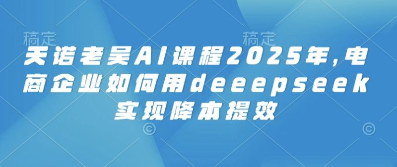 天诺老吴AI课程2025年,电商企业如何用deeepseek实现降本提效-一个公司创业项目 - 淘金吧