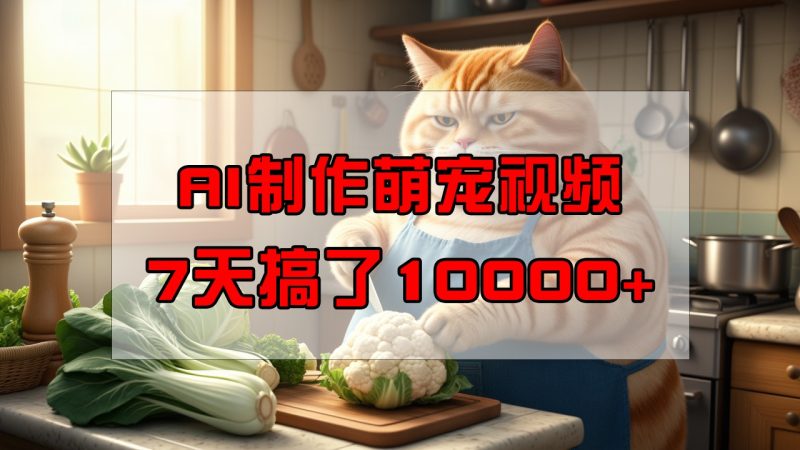 靠AI制作萌宠视频，7天搞了1万+，操作简单门槛低，有手机就行-一个公司创业项目 - 淘金吧