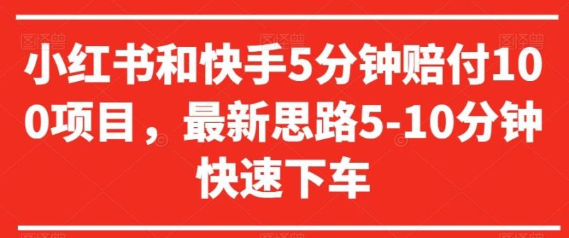 小红书和快手5分钟赔付100项目,最新思路5-10分钟快速下车【仅揭秘】-一个公司创业项目 - 淘金吧