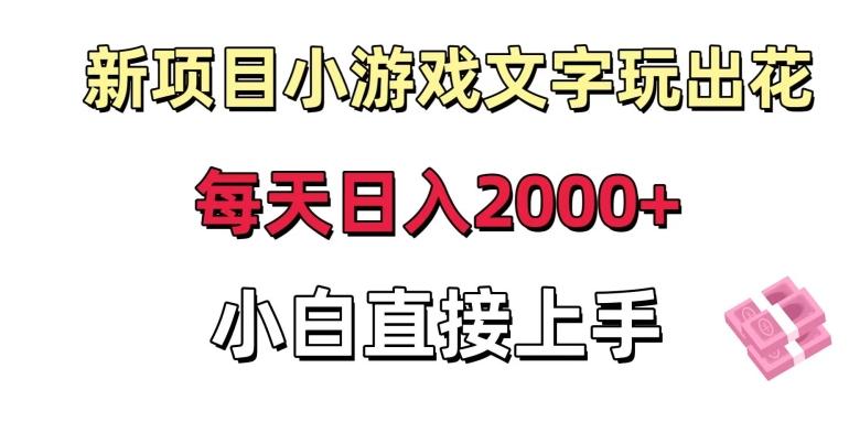 新项目小游戏文字玩出花日入2000+，每天只需一小时，小白直接上手【揭秘】-一个公司创业项目 - 淘金吧
