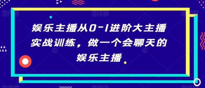 娱乐主播从0-1进阶大主播实战训练,做一个会聊天的娱乐主播-一个公司创业项目 - 淘金吧