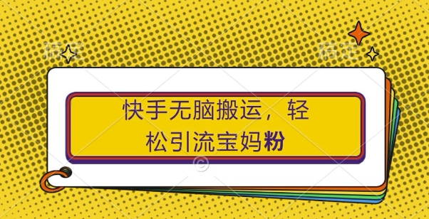 快手无脑搬运，轻松引流宝妈粉，纯小白轻松上手【揭秘】-一个公司创业项目 - 淘金吧