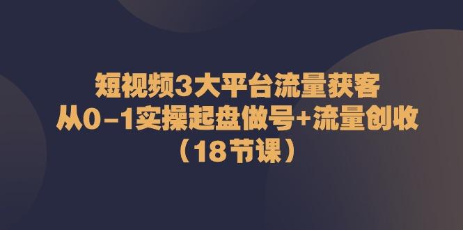 短视频3大平台流量获客：从0-1实操起盘做号+流量创收(18节课)-一个公司创业项目 - 淘金吧