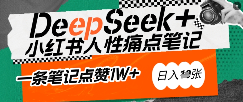 AI赋能小红书爆款秘籍:用DeepSeek轻松抓人性痛点,小白也能写出点赞破万的吸金笔记,日入多张-一个公司创业项目 - 淘金吧