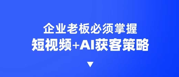 企业短视频AI获客霸屏流量课，6步短视频+AI突围法，3大霸屏抢客策略-一个公司创业项目 - 淘金吧