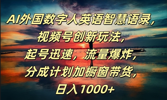 AI外国数字人英语智慧语录，视频号创新玩法，起号迅速，流量爆炸，日入1k+【揭秘】-一个公司创业项目 - 淘金吧