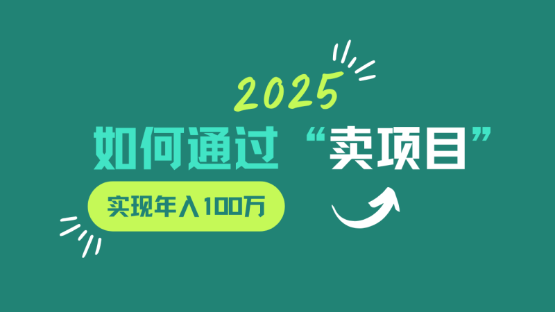 2025年如何通过“卖项目”实现年入100w-一个公司创业项目 - 淘金吧