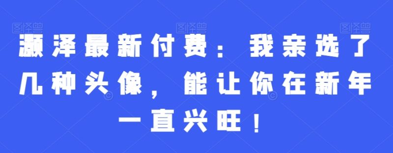 灏泽最新付费：我亲选了几种头像，能让你在新年一直兴旺！-一个公司创业项目 - 淘金吧