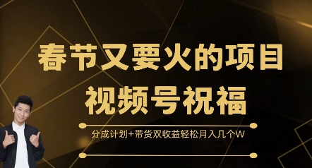 春节又要火的项目视频号祝福,分成计划+带货双收益,轻松月入几个W【揭秘】-一个公司创业项目 - 淘金吧