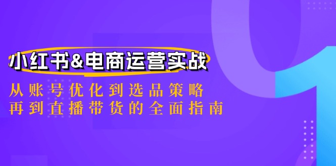 小红书&电商运营实战：从账号优化到选品策略，再到直播带货的全面指南-一个公司创业项目 - 淘金吧