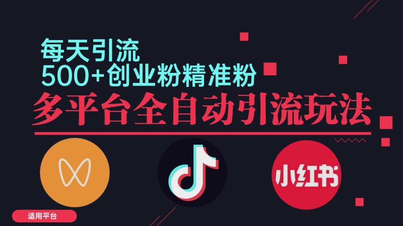 小红书抖音视频号截流自热全平台引流打法，全自动引流【日引2000+精准…-一个公司创业项目 - 淘金吧