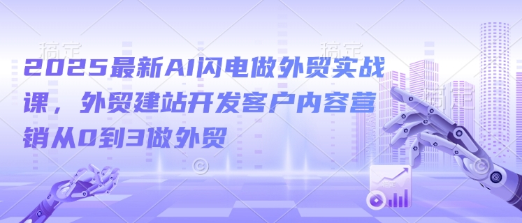 2025最新AI闪电做外贸实战课,外贸建站开发客户内容营销从0到3做外贸-一个公司创业项目 - 淘金吧