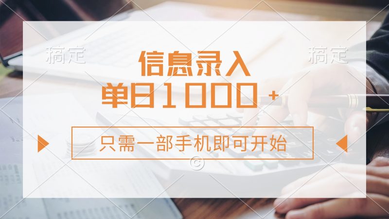 信息录入,几秒钟一单,只需一部手机即可开始,0成本,每天1000+-一个公司创业项目 - 淘金吧