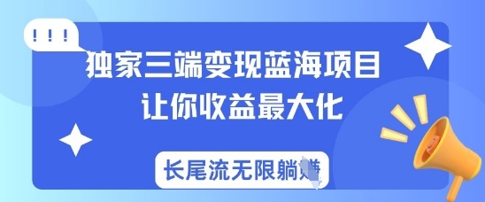 独家三端变现蓝海项目，让你收益最大化，长尾流无限躺挣-一人公司创业项目 - 淘金吧