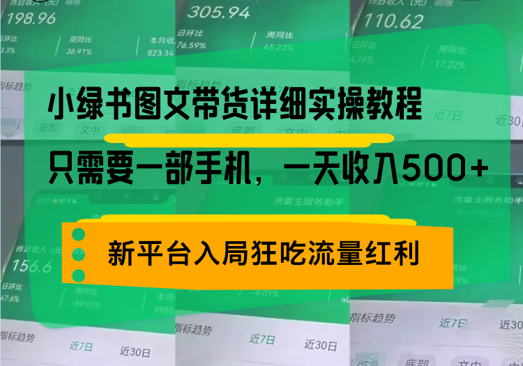 小绿书图文带货详细实操教程，只需要一部手机，一天收入500+，轻松变现-一人公司创业项目 - 淘金吧