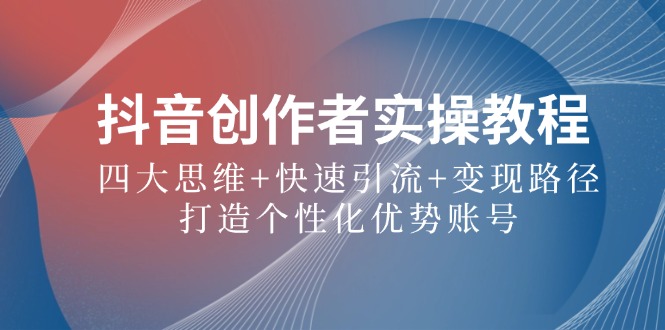 抖音创作者实操教程：四大思维+快速引流+变现路径，打造个性化优势账号-一人公司创业项目 - 淘金吧