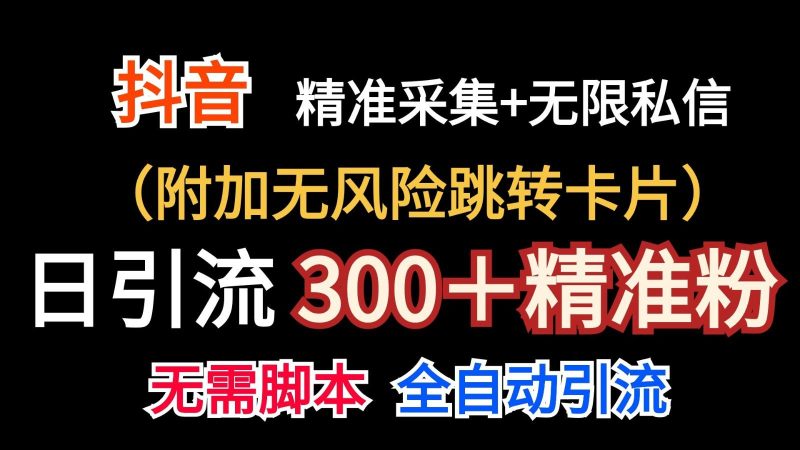 抖音无限暴力私信机(附加无风险跳转卡片)日引300＋精准粉-一人公司创业项目 - 淘金吧