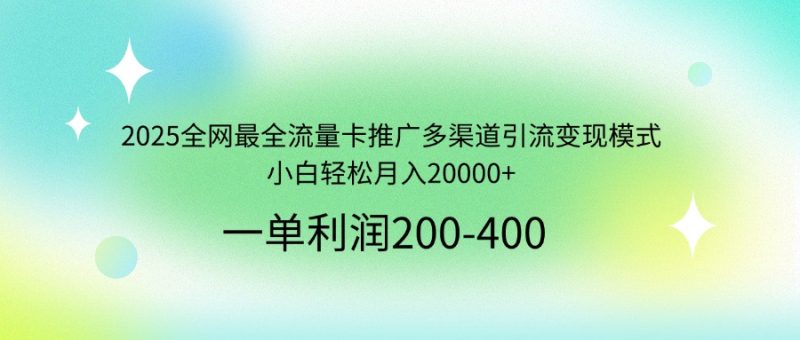 2025全网最全流量卡推广多渠道引流变现模式,小白轻松月入20000+-一人公司创业项目 - 淘金吧