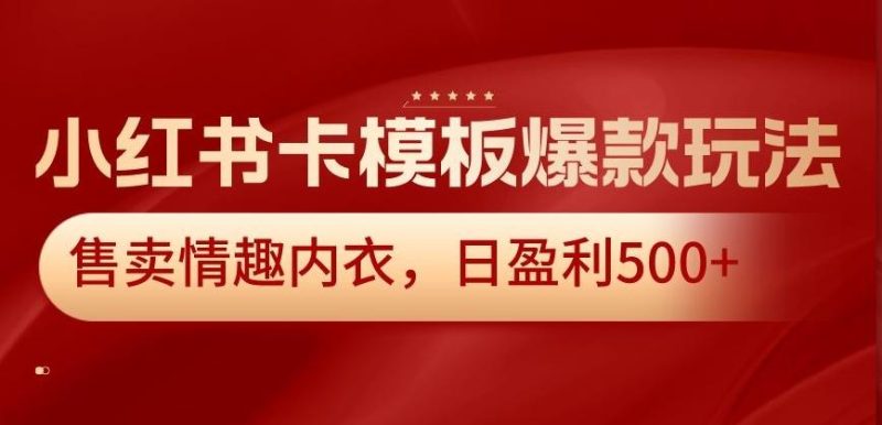 小红书卡模板爆款玩法,售卖情趣内衣,日盈利500+【揭秘】-一人公司创业项目 - 淘金吧