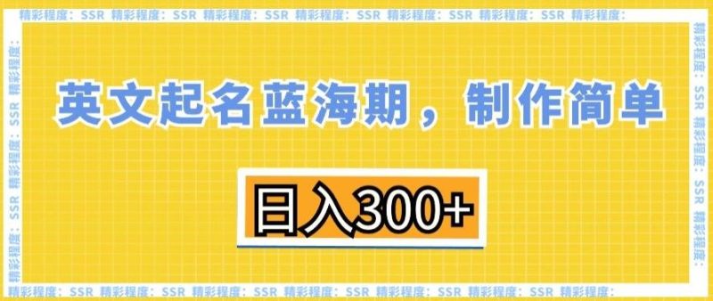 英文起名蓝海期,制作简单,日入300+【揭秘】-一人公司创业项目 - 淘金吧