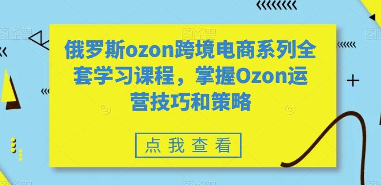 俄罗斯ozon跨境电商系列全套学习课程，掌握Ozon运营技巧和策略-一人公司创业项目 - 淘金吧