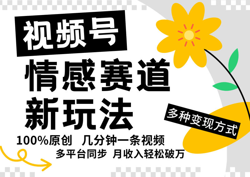 视频号情感赛道全新玩法,5分钟一条原创视频,操作简单易上手,日入500+-一个公司创业项目 - 淘金吧