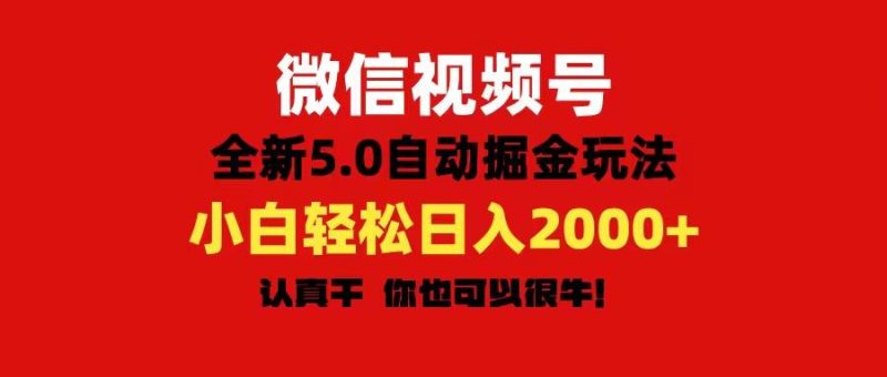 微信视频号变现,5.0全新自动掘金玩法,日入利润2000+有手就行-一人公司创业项目 - 淘金吧
