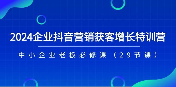 2024企业抖音-营销获客增长特训营,中小企业老板必修课(29节课-一人公司创业项目 - 淘金吧