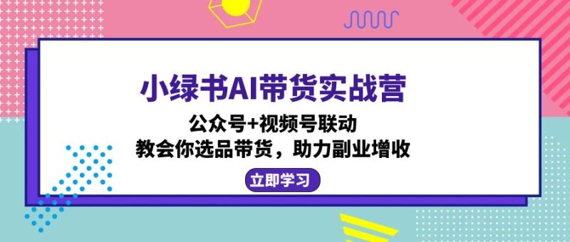 小绿书AI带货实战营：公众号+视频号联动，教会你选品带货，助力副业增收-一人公司创业项目 - 淘金吧
