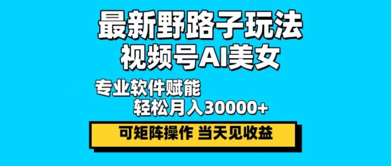 最新野路子玩法,视频号AI美女,当天见收益,轻松月入30000+-一个公司创业项目 - 淘金吧